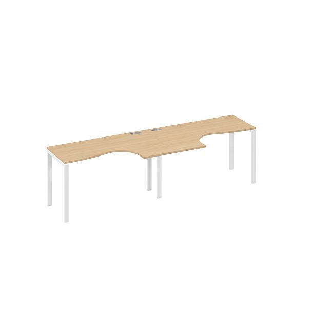 Рабочая станция UNO (2х140) со столами Классика A4 А4 Б1 033-2 БП натуральный дуб / металлокаркас белый - Вид 1