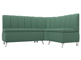 Диван кухонный угловой Кантри правый угол Рогожка зеленый - Фото предпросмотра