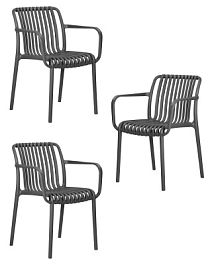 Набор 3 шт Стул обеденный DOBRIN WALTER ARM (темно-серый (GR-04)) - Фото предпросмотра