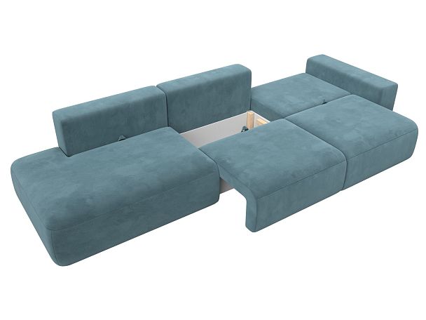Диван прямой Лига-036 Модерн Лонг подлокотник справа Велюр бирюзовый - Вид 8