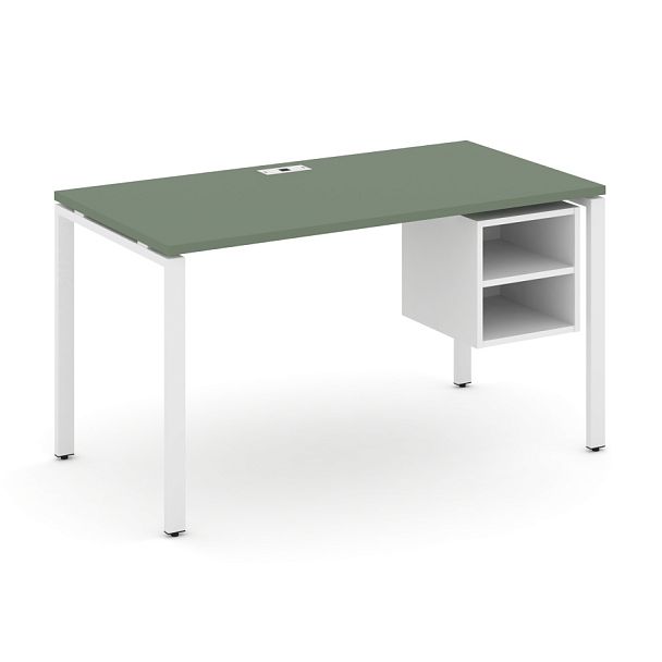 Concept Стол рабочий с подвесной тумбой с 2 открытыми нишами CN.SP-106 Кобо/Белый Бриллиант/Металл Белый 1180*720*750 - Вид 1