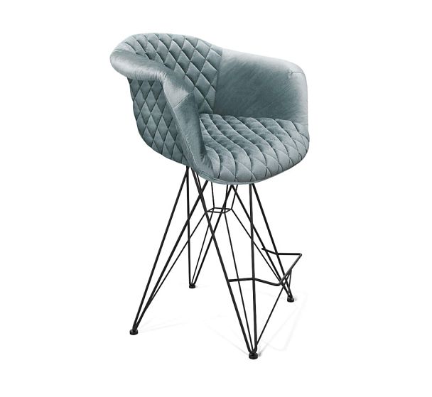 Стул полубарный Sheffilton SHT-ST31-4/S66-1 аквамарин/черный муар - Вид 1