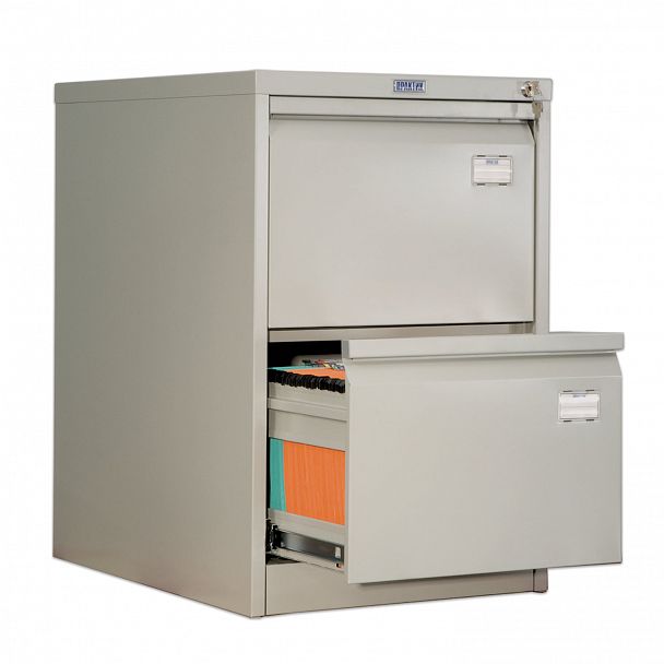 Шкаф картотечный ПРАКТИК "AFC-02", 713х467х630 мм, 2 ящика, для 110 подвесных папок, формат папок Foolscap или A4 (БЕЗ ПАПОК) - Вид 2