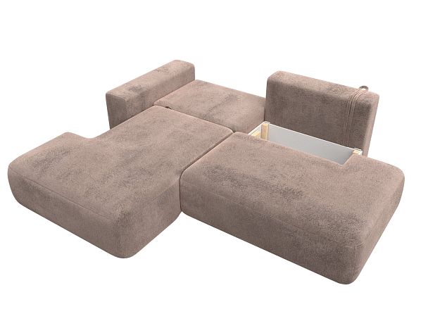 Диван угловой Лига-036 НПБ Модерн левый угол Велюр бежевый - Вид 8