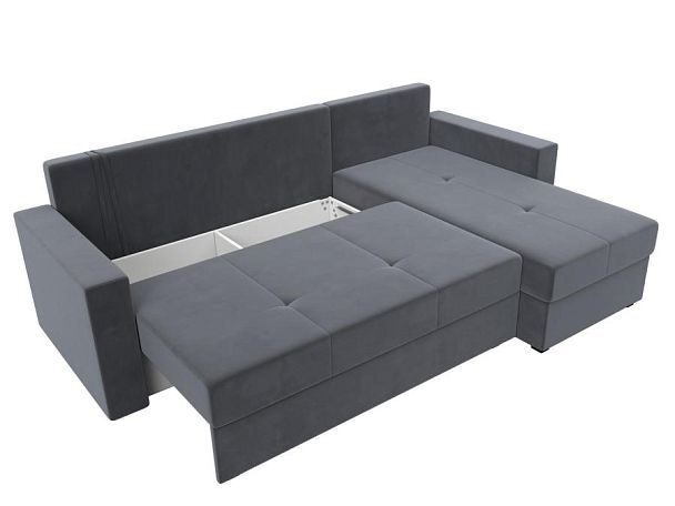 Диван угловой Верона Лайт угол правый (полностью велюр серый) - Вид 7