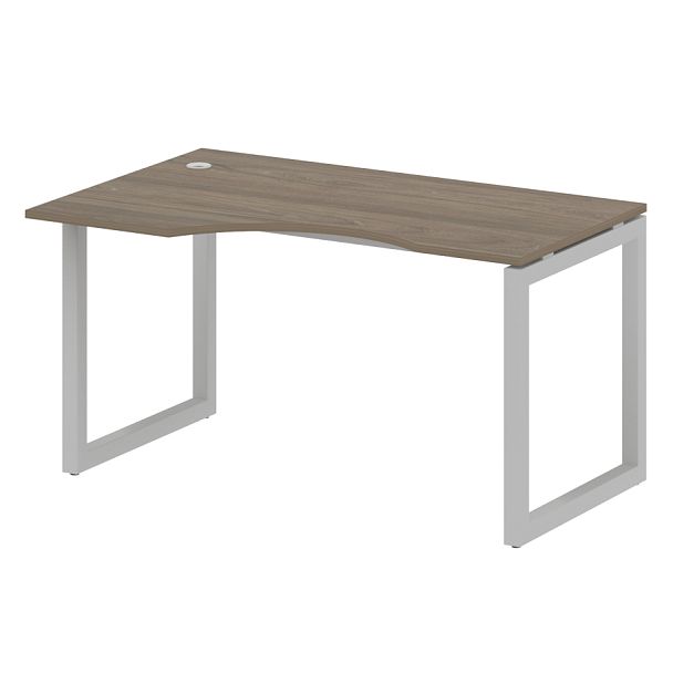 Metal System Quattro Стол криволинейный левый на О-образном м/к 50БО.СА-2 (L) Вяз/Серый металл 1400*900*750 - Вид 1