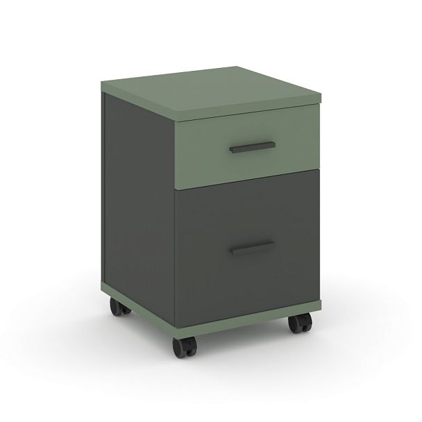 Concept Тумба мобильная 1 ящ.+1 распаш. фасад CN.TUM-009 A Кобо/Антрацит/Металл Антрацит 420*420*615 - Вид 1