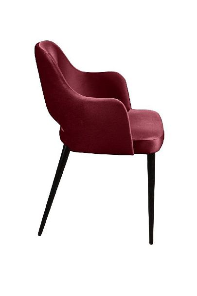 Стул William с подлокотниками, бархат винно-красный 16/ черный конус - Вид 3