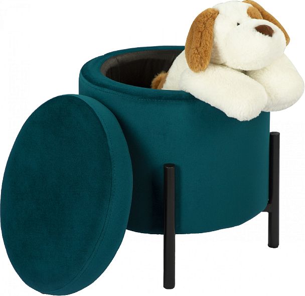 Комплект пуфов Кен с местом для хранения Изумрудный велюр Confetti izumrud/черный, 2 шт. - Вид 3