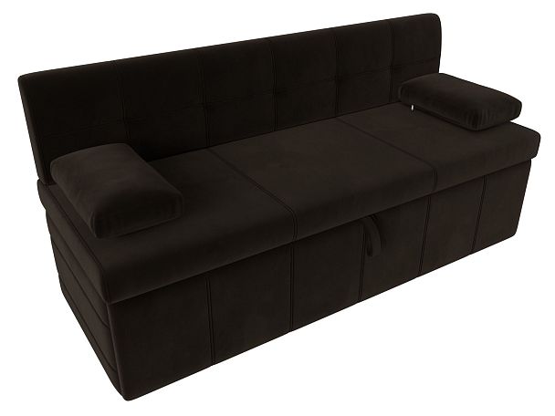 Кухонный прямой диван Лео (полностью микровельвет коричневый) - Вид 5