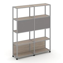 Shelf Mobile Стеллаж 5 уровней 2 секции VR.LT-STK-513.08 Дуб Аттик/Металл Серый/W-11 1570*400*2000 - Фото предпросмотра