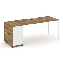 Concept Стол рабочий с опорным распаш. шкафом CN.SP-220 W Сандал Янтарный/Белый Бриллиант/Металл Белый 2000*720*750 - Фото предпросмотра