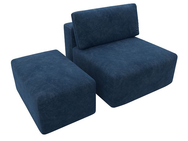 Модули диван и пуф Лига-060 НПБ Велюр синий - Вид 6
