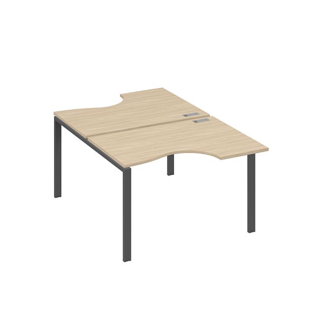 Рабочая станция столы (2х120) эргономичные "Классика" опоры UNO A4 А4 Б1 183 БП дуб скандинавский / металлокаркас антрацит - Вид 1