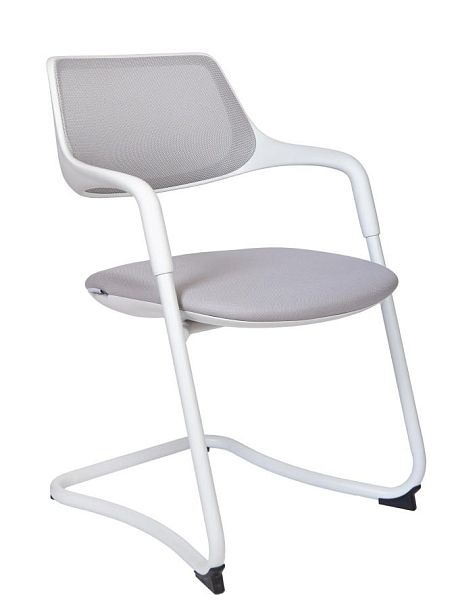 Кресло офисное / Diamond CF / белый пластик / серая сетка / серая ткань - Вид 1