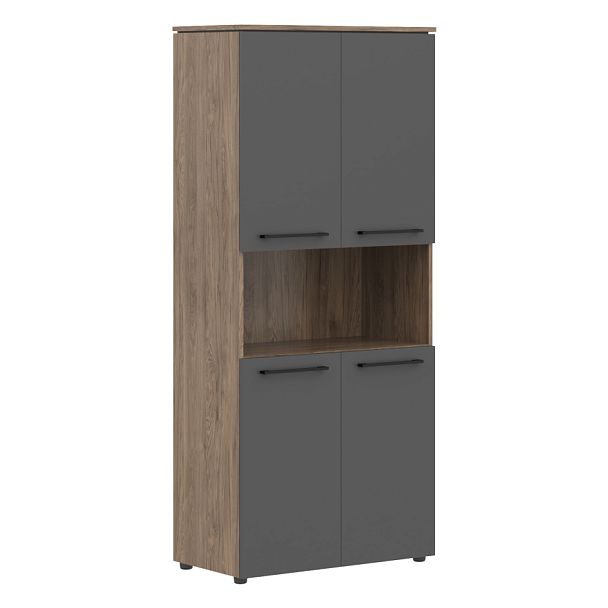 Шкаф с 2-мя комплектами глухих малых дверей MHC 85.4 Антрацит/Кария Пальмира 854х423х1956 MORRIS TRE - Вид 1